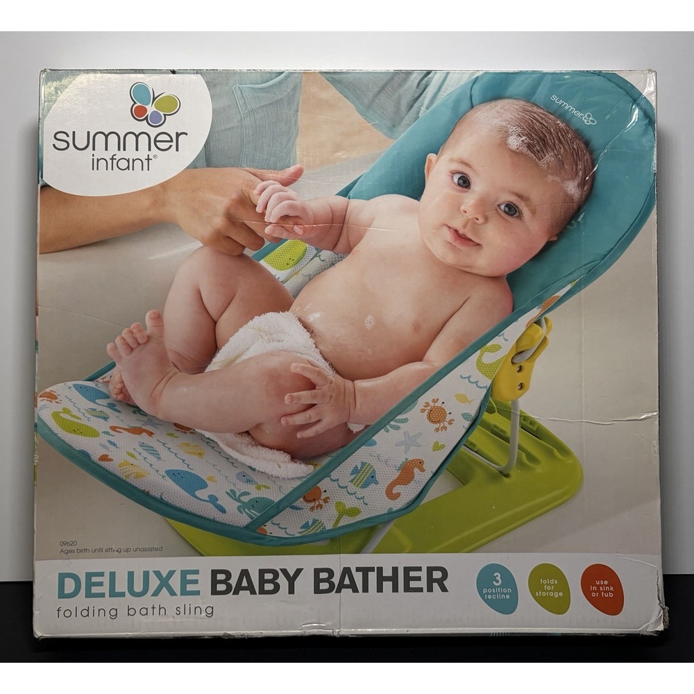 Summer Infant Deluxe Baby Bather Folding Bath Sling with 3 Position Recline